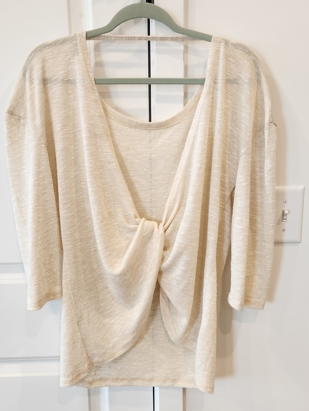 zeagoo Twist-Front Women's Blouse in Beige